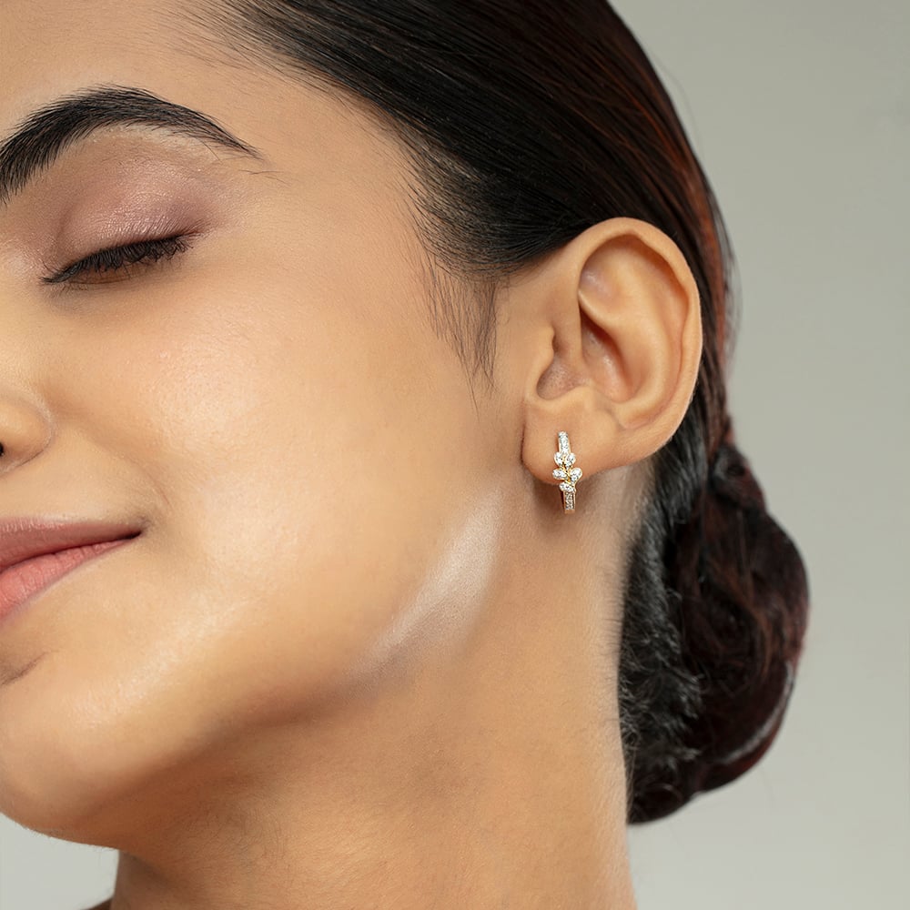 Blossom Chic Gold & Diamond Hoop Earrings,,hi-res image number null