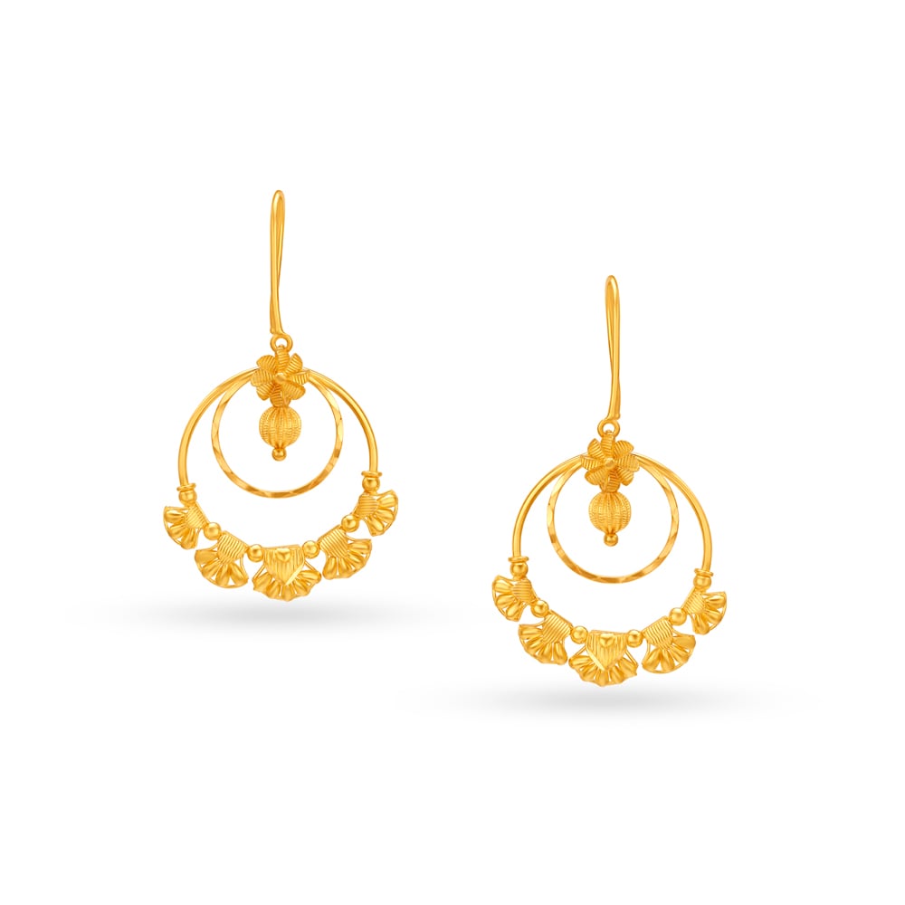 Delicate 22 Karat Gold Beaded Hoop Earrings