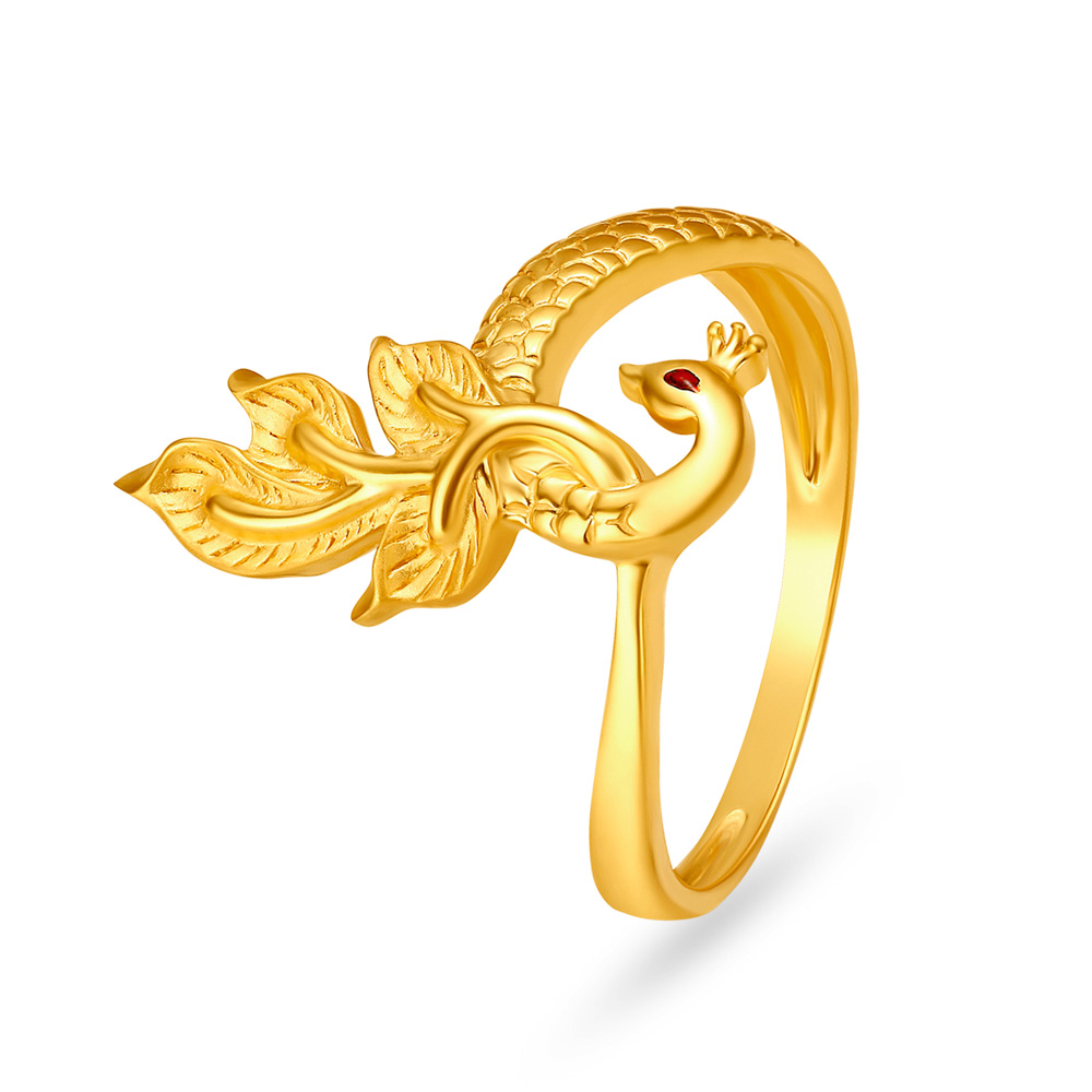 Ethereal 22 Karat Yellow Gold Peacock Finger Ring,,hi-res image number null