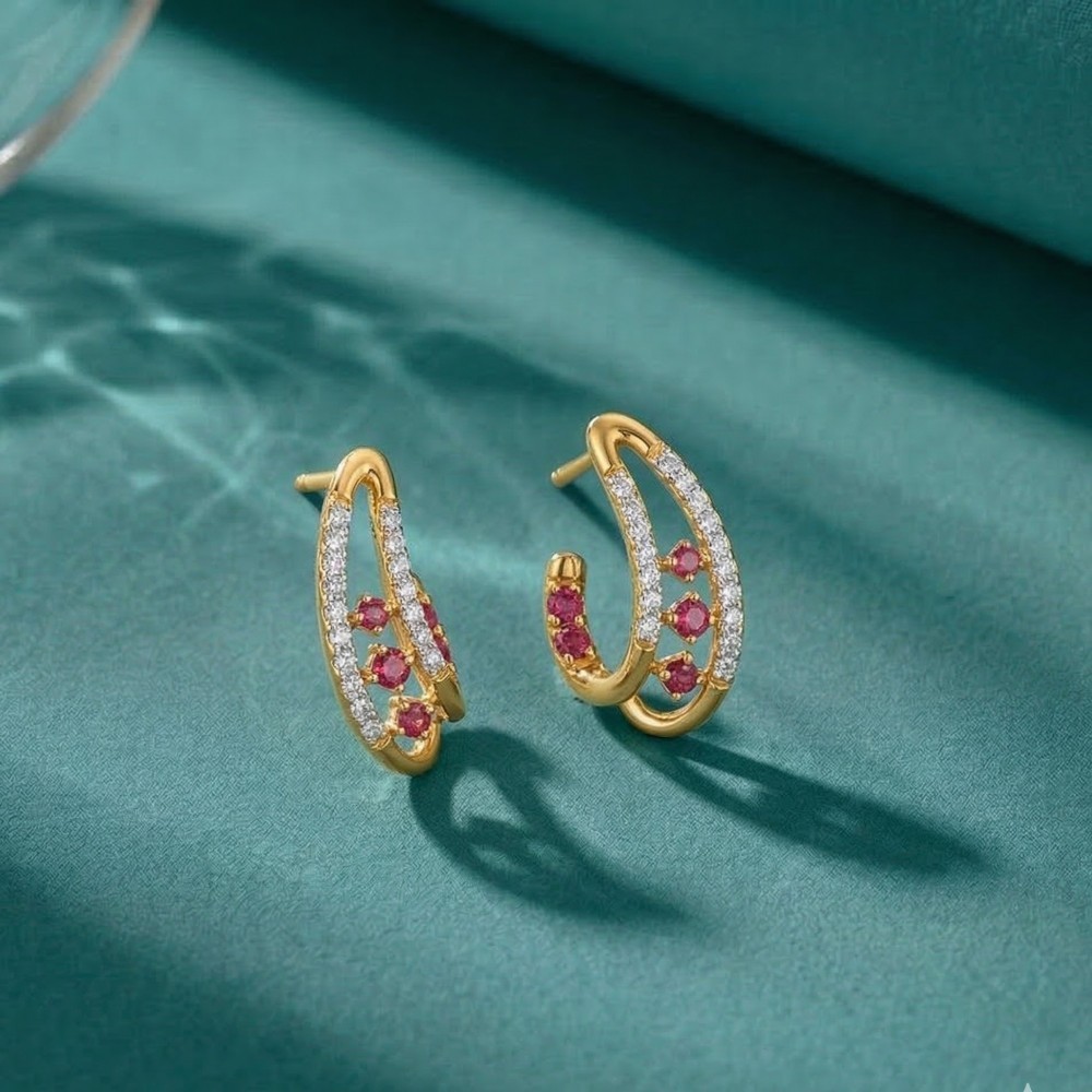 Radiant Arc Diamond Stud Earrings by Tanishq