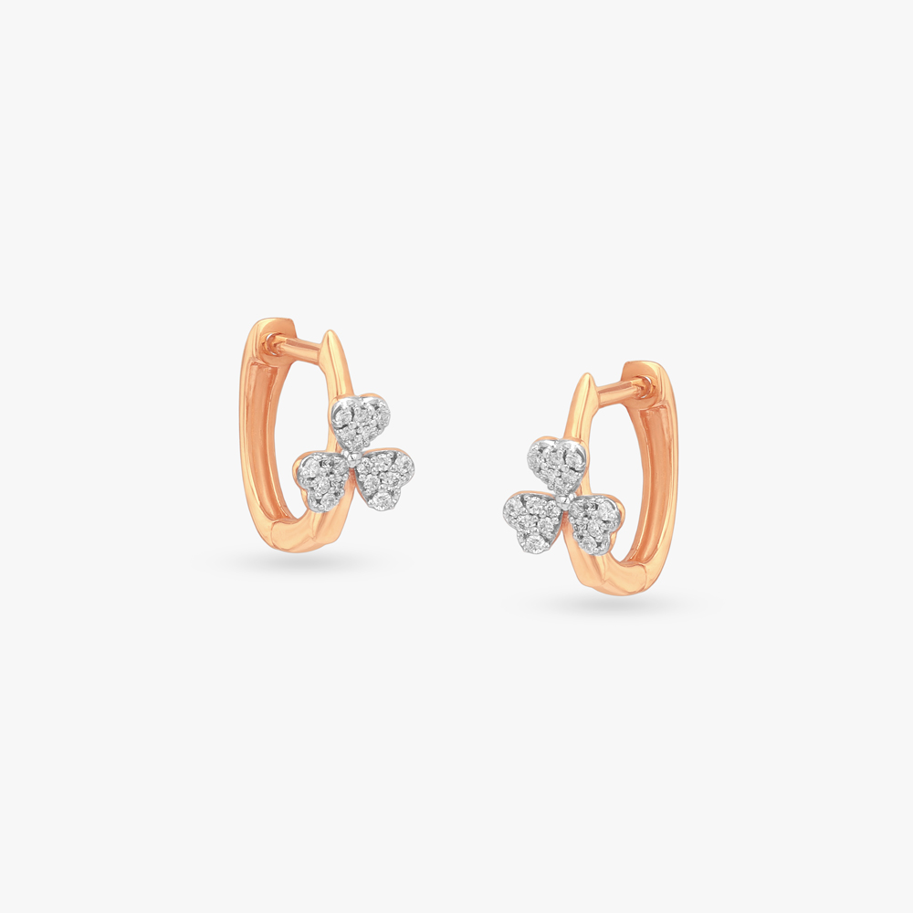Heart Petal Diamond Hoop Earrings by Tanishq