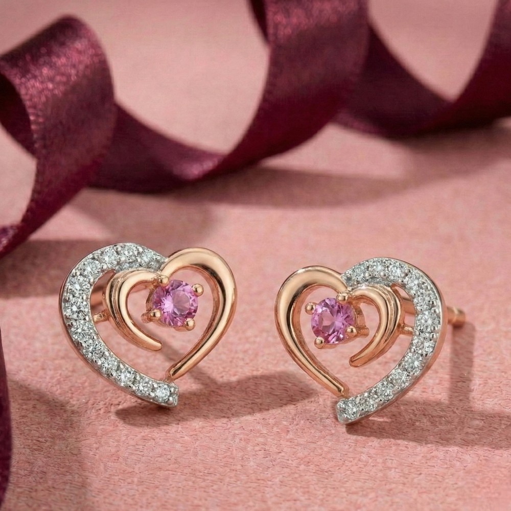 Heart Harmony Diamond Stud Earrings by Tanishq