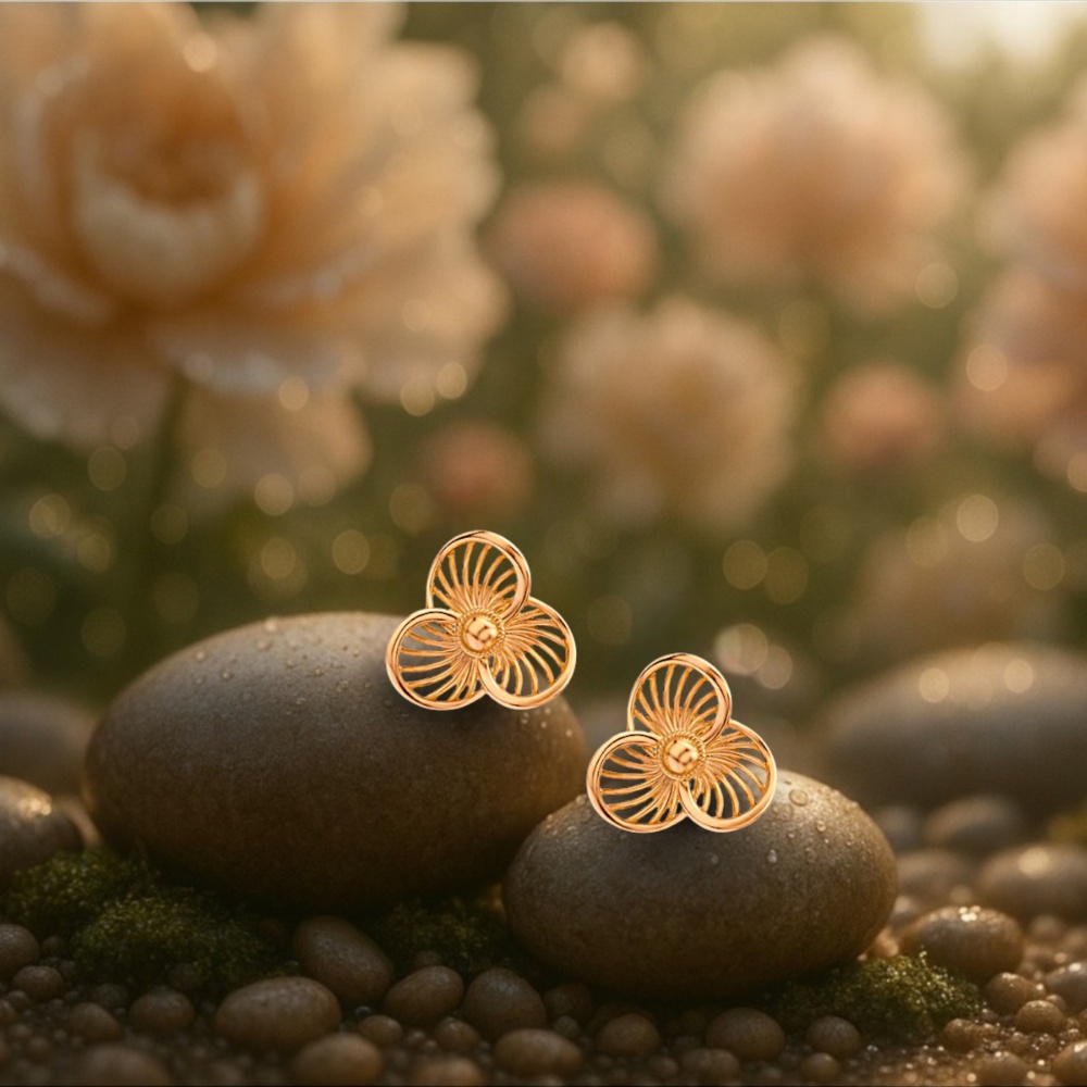 Trillium Radiance Gold Stud Earrings by Tanishq