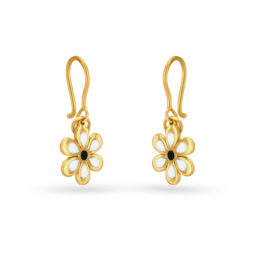 Beguiling Floral Gold Hoop Earrings for Kids by Tanishq