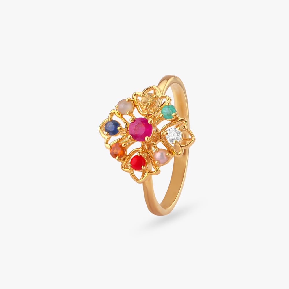 Artistic Navratna Diamond Ring by Tanishq