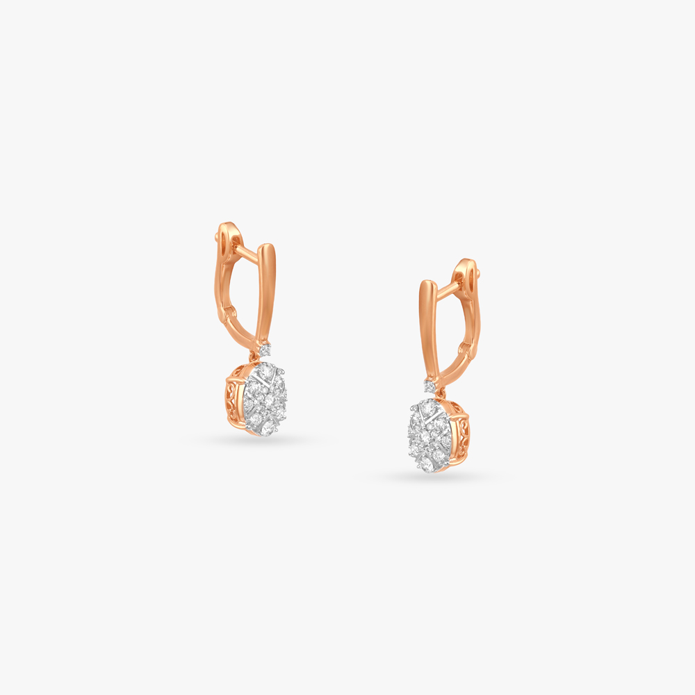 Starlit Medallion Diamond Hoop Earrings by Tanishq